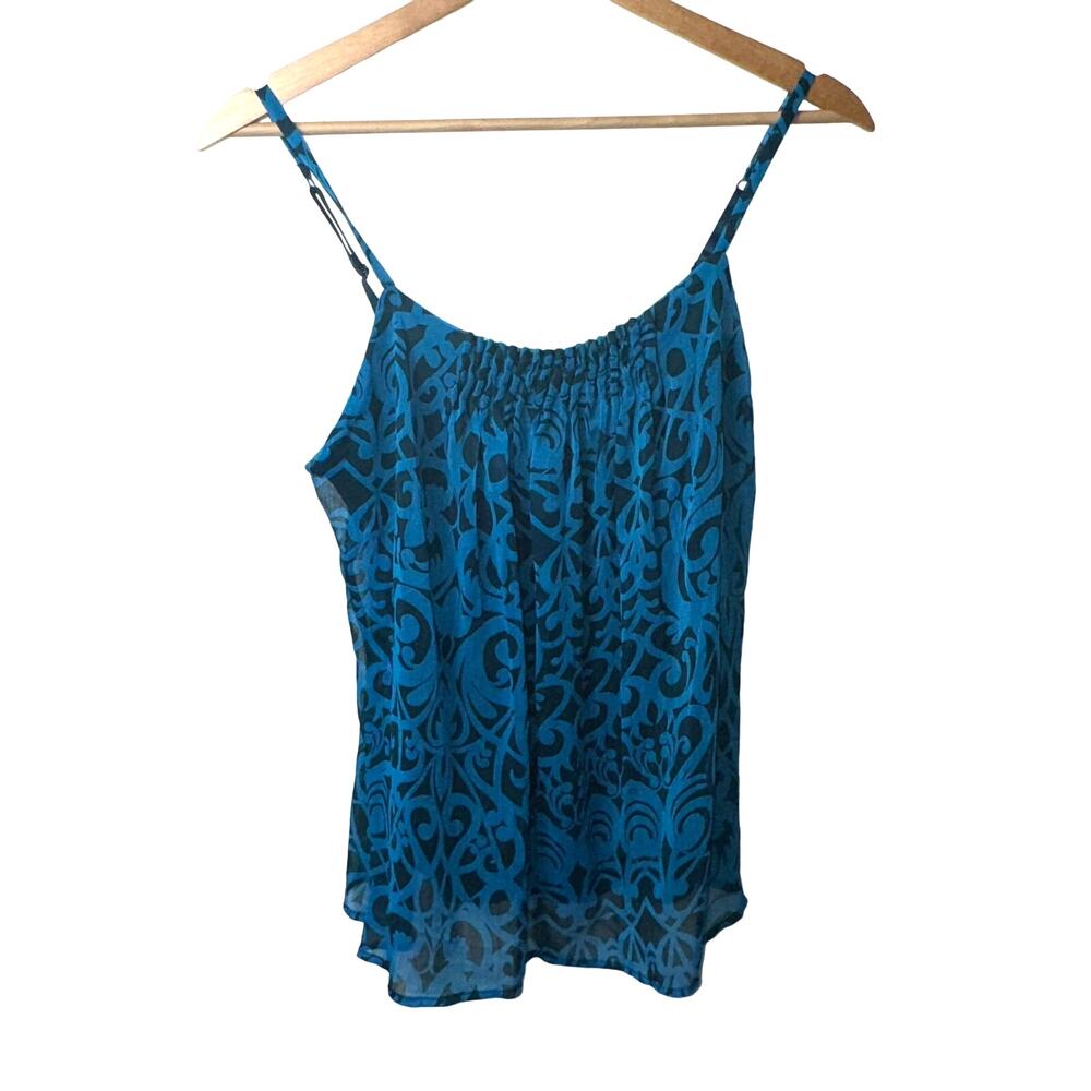 New York & Company Small Teal Layered Tank Top